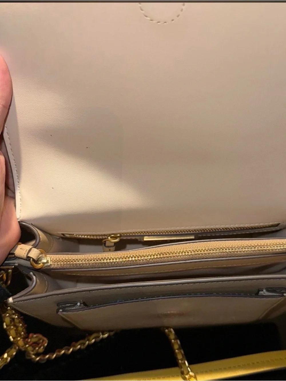Tory Burch Two-Tone Cream and Yellow Leather Crossbody